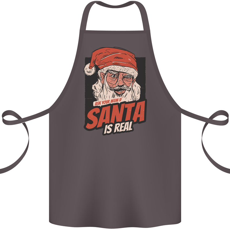 Ask Your Mum If Santa Real Funny Christmas Cotton Apron 100% Organic Dark Grey