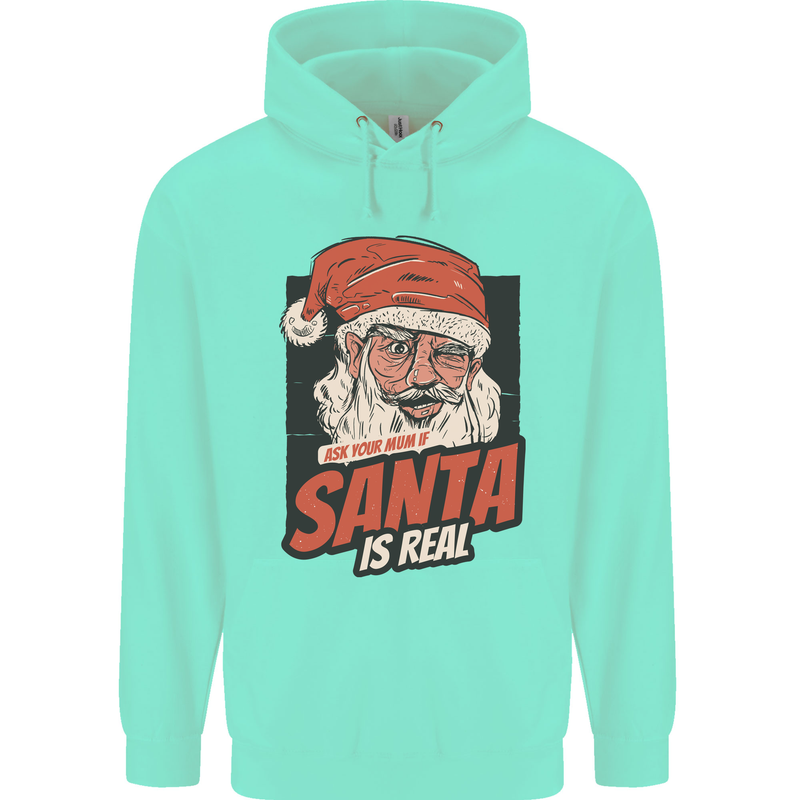 Ask Your Mum If Santa Real Funny Christmas Mens 80% Cotton Hoodie Peppermint