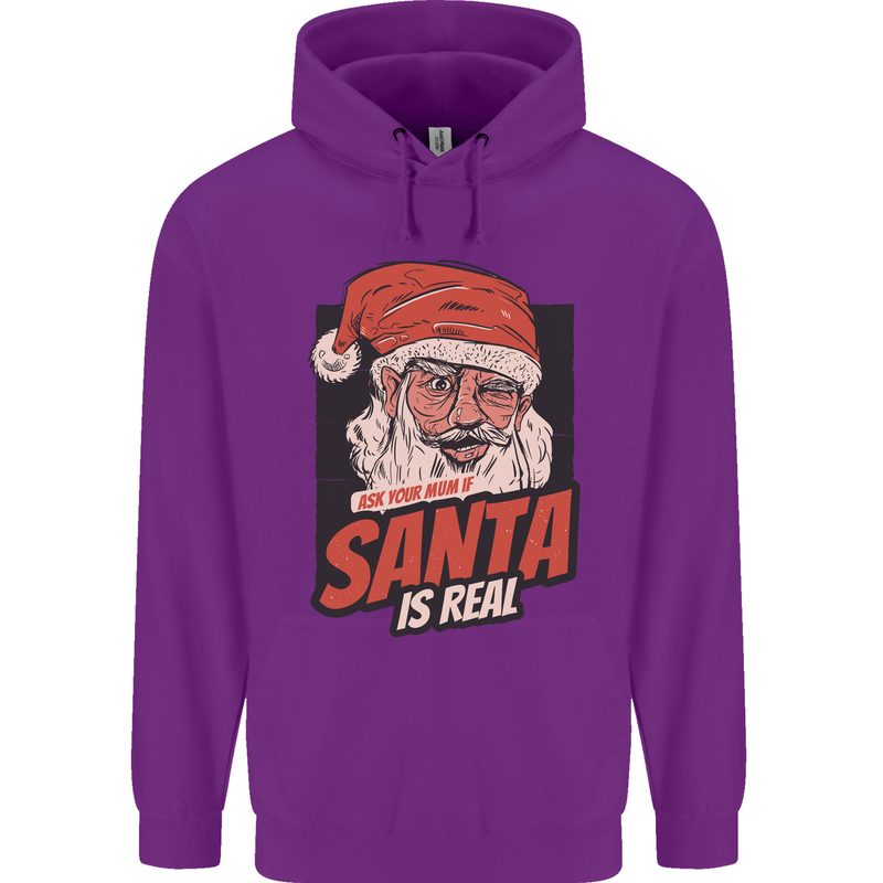 Ask Your Mum If Santa Real Funny Christmas Mens 80% Cotton Hoodie Purple