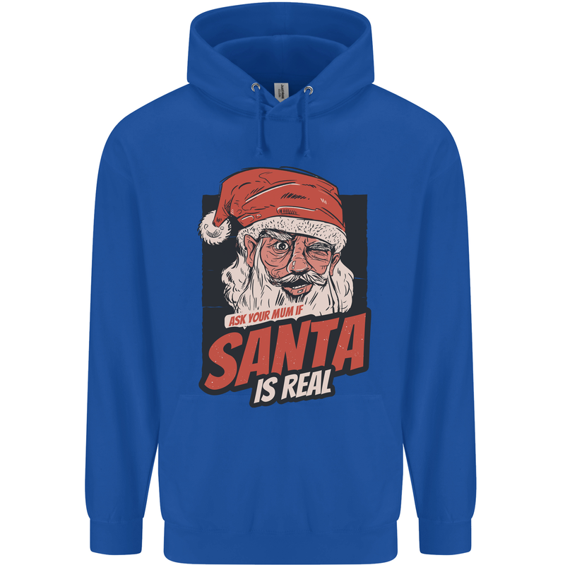 Ask Your Mum If Santa Real Funny Christmas Mens 80% Cotton Hoodie Royal Blue