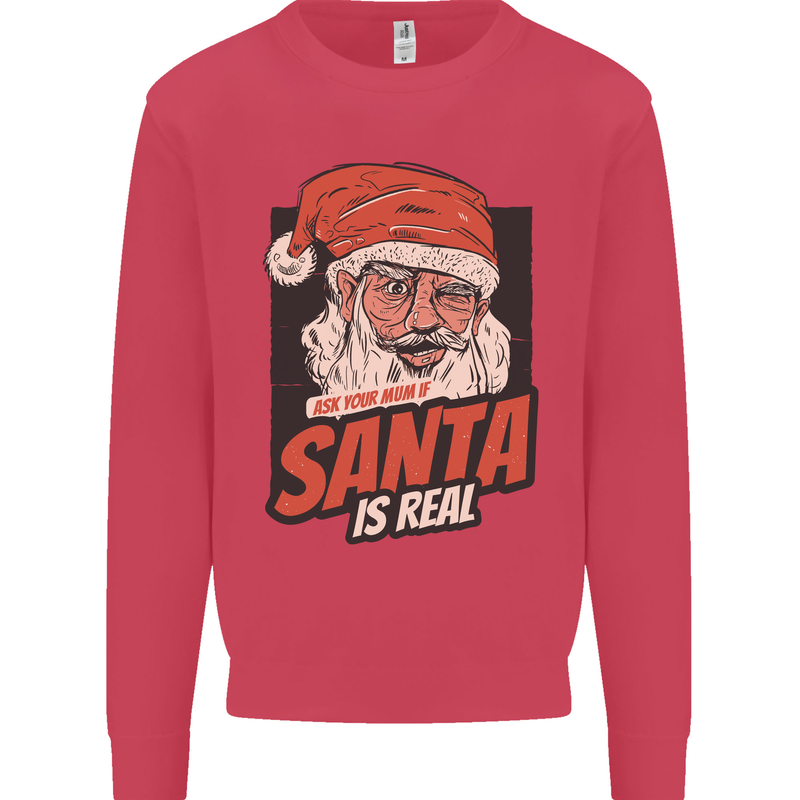 Ask Your Mum If Santa Real Funny Christmas Mens Sweatshirt Jumper Heliconia