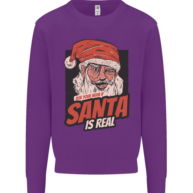 Ask Your Mum If Santa Real Funny Christmas Mens Sweatshirt Jumper Purple