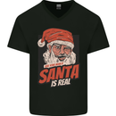 Ask Your Mum If Santa Real Funny Christmas Mens V-Neck Cotton T-Shirt Black