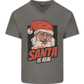 Ask Your Mum If Santa Real Funny Christmas Mens V-Neck Cotton T-Shirt Charcoal