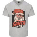 Ask Your Mum If Santa Real Funny Christmas Mens V-Neck Cotton T-Shirt Sports Grey