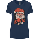 Ask Your Mum If Santa Real Funny Christmas Womens Wider Cut T-Shirt Navy Blue