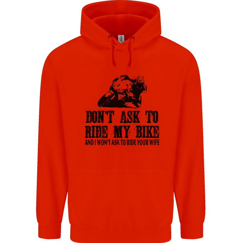 Ask to Ride My Biker Motorbike Motorcycle Childrens Kids Hoodie Bright Red