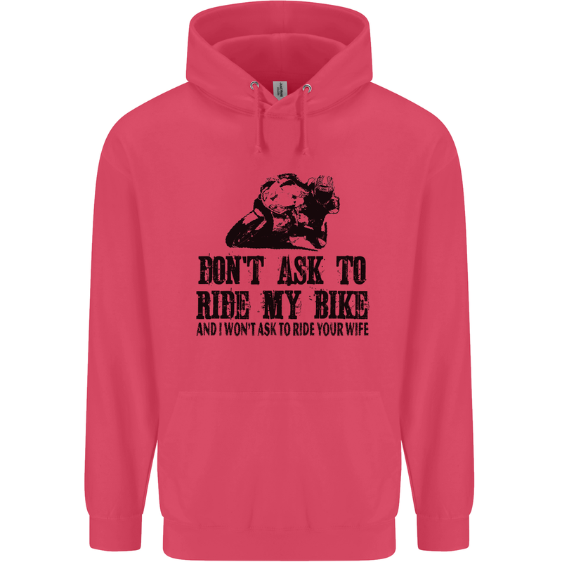 Ask to Ride My Biker Motorbike Motorcycle Childrens Kids Hoodie Heliconia