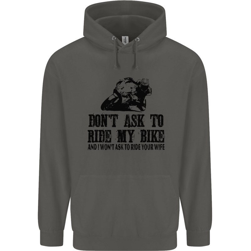 Ask to Ride My Biker Motorbike Motorcycle Childrens Kids Hoodie Storm Grey