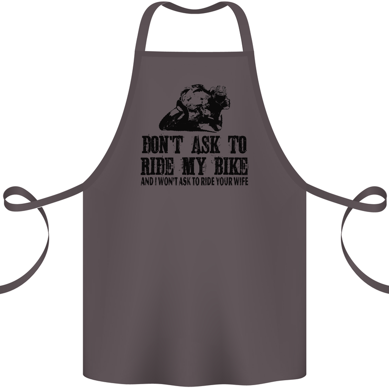 Ask to Ride My Biker Motorbike Motorcycle Cotton Apron 100% Organic Dark Grey