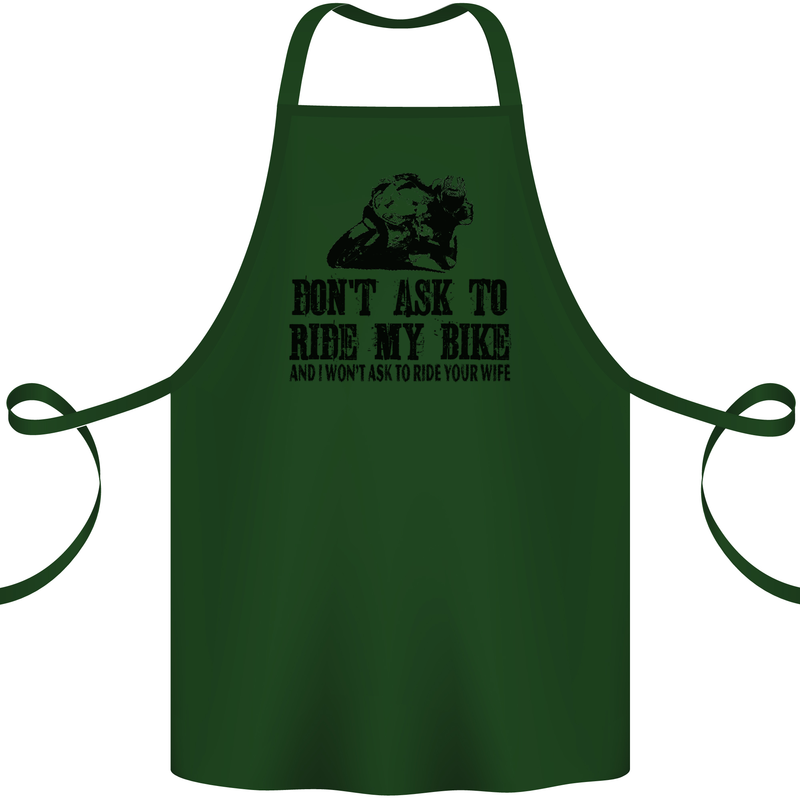 Ask to Ride My Biker Motorbike Motorcycle Cotton Apron 100% Organic Forest Green
