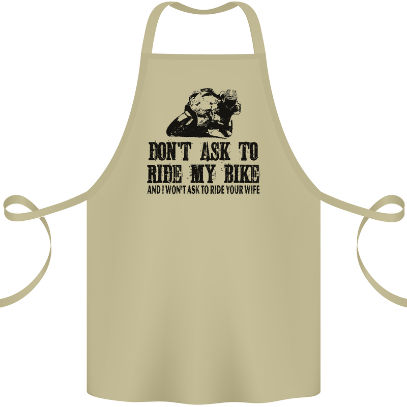 Ask to Ride My Biker Motorbike Motorcycle Cotton Apron 100% Organic Khaki