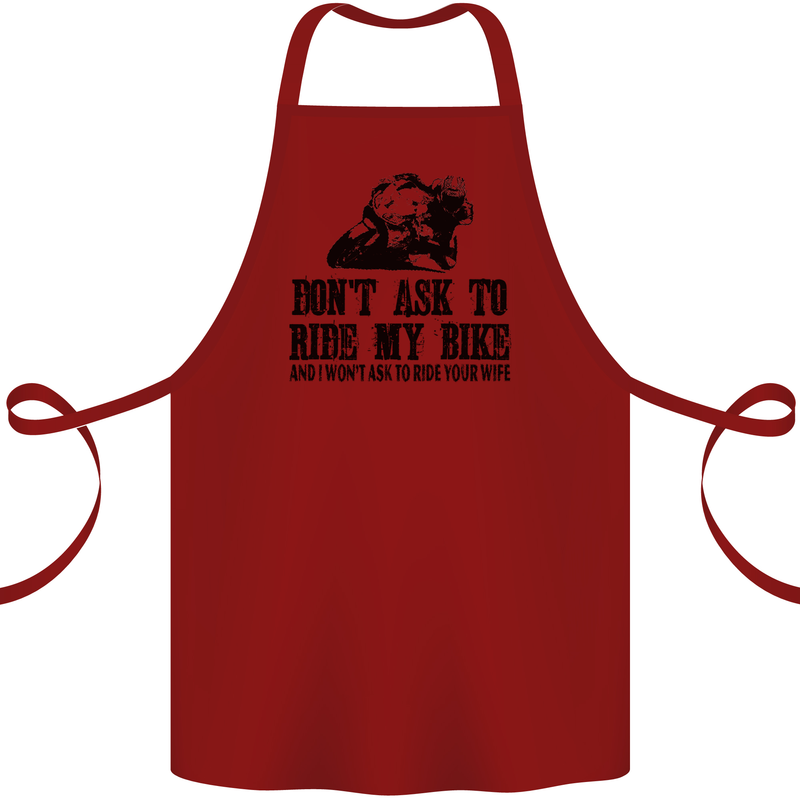 Ask to Ride My Biker Motorbike Motorcycle Cotton Apron 100% Organic Maroon