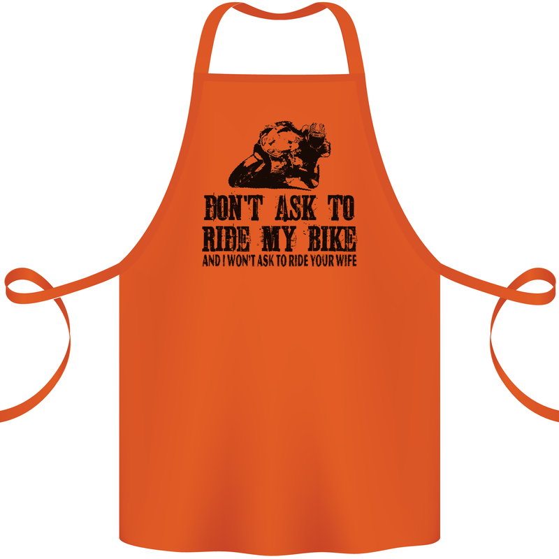 Ask to Ride My Biker Motorbike Motorcycle Cotton Apron 100% Organic Orange