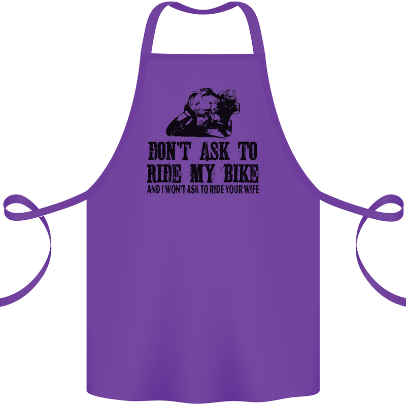Ask to Ride My Biker Motorbike Motorcycle Cotton Apron 100% Organic Purple