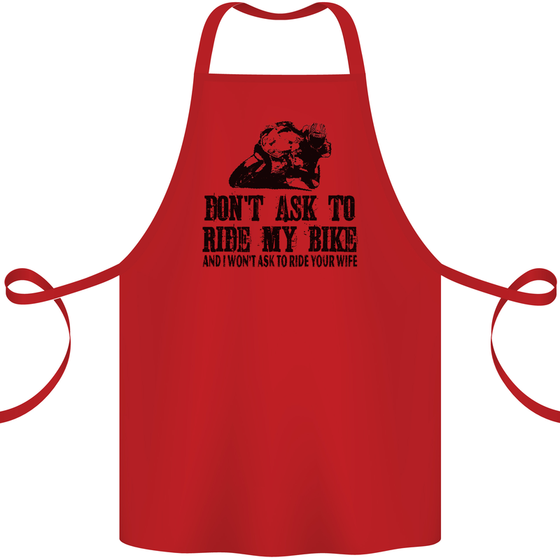 Ask to Ride My Biker Motorbike Motorcycle Cotton Apron 100% Organic Red