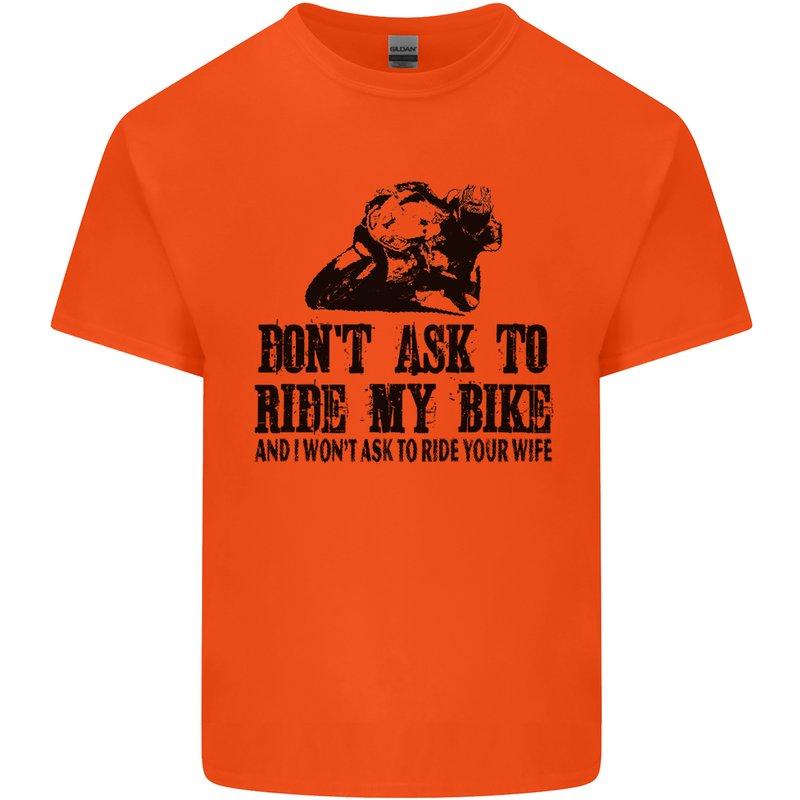 Ask to Ride My Biker Motorbike Motorcycle Kids T-Shirt Childrens Orange