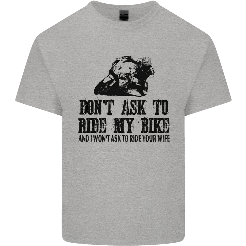Ask to Ride My Biker Motorbike Motorcycle Kids T-Shirt Childrens Sports Grey