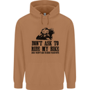 Ask to Ride My Biker Motorbike Motorcycle Mens 80% Cotton Hoodie Caramel Latte