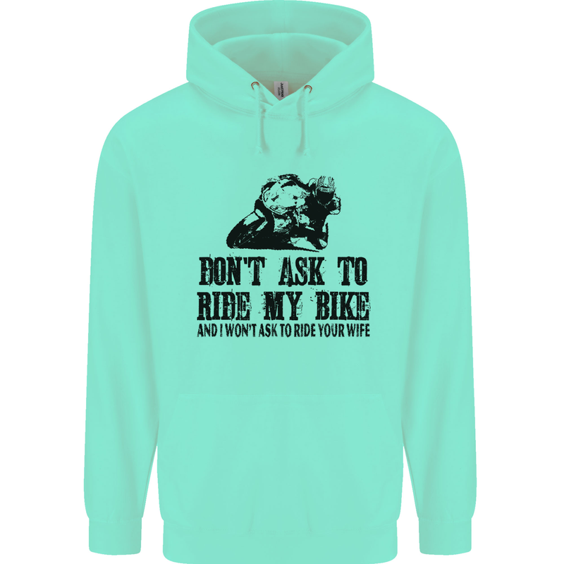 Ask to Ride My Biker Motorbike Motorcycle Mens 80% Cotton Hoodie Peppermint