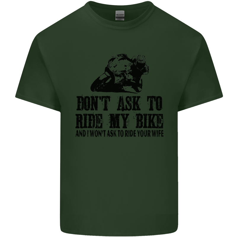 Ask to Ride My Biker Motorbike Motorcycle Mens Cotton T-Shirt Tee Top Forest Green