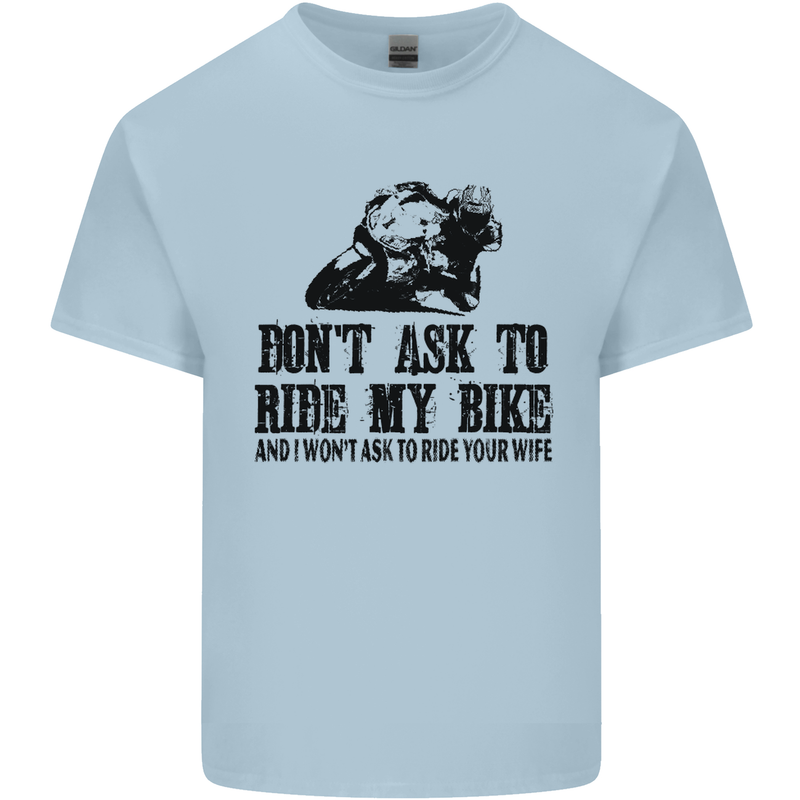 Ask to Ride My Biker Motorbike Motorcycle Mens Cotton T-Shirt Tee Top Light Blue