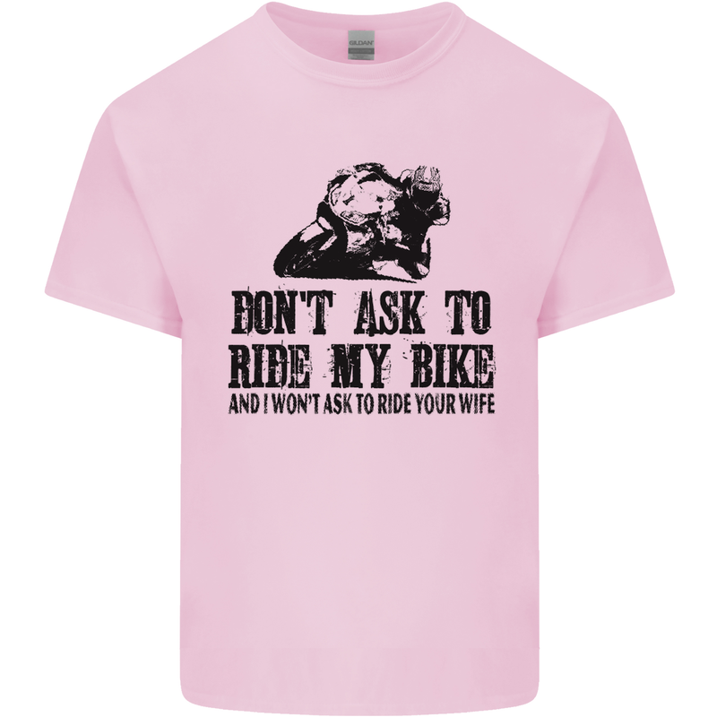 Ask to Ride My Biker Motorbike Motorcycle Mens Cotton T-Shirt Tee Top Light Pink