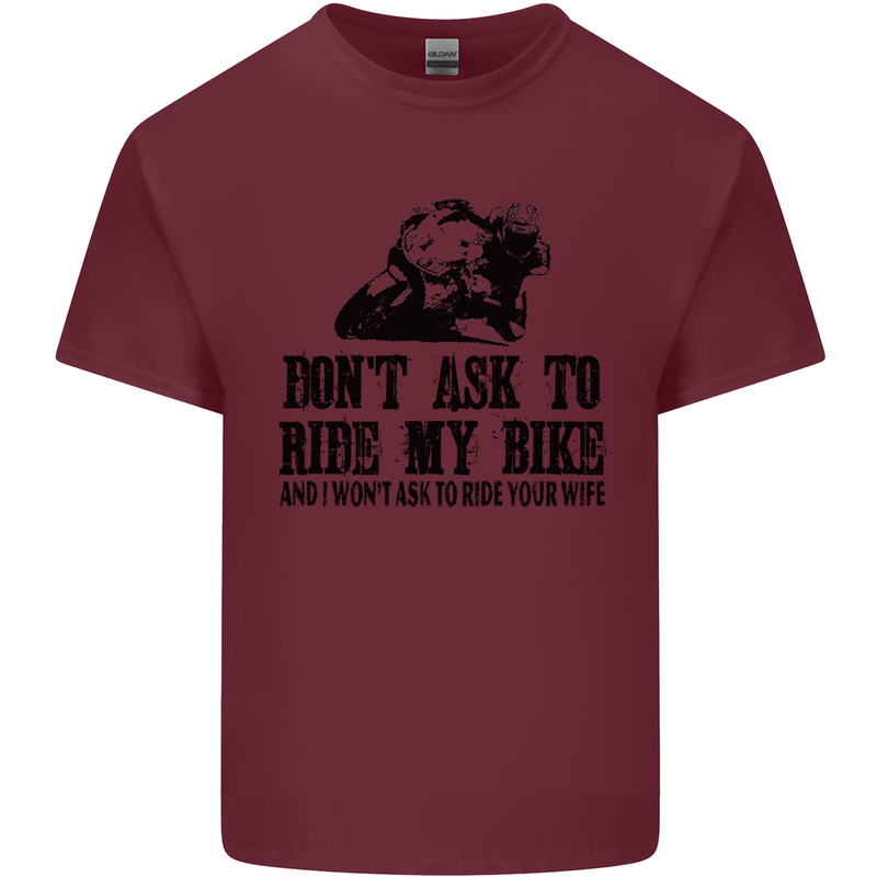 Ask to Ride My Biker Motorbike Motorcycle Mens Cotton T-Shirt Tee Top Maroon