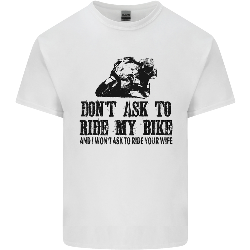Ask to Ride My Biker Motorbike Motorcycle Mens Cotton T-Shirt Tee Top White