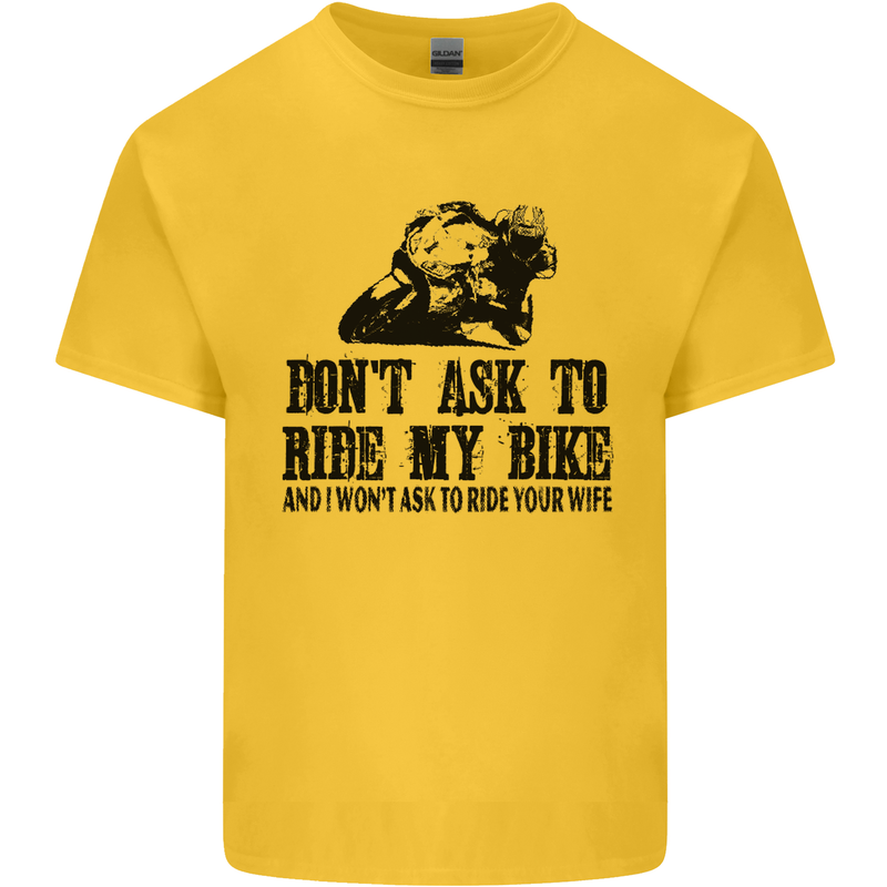 Ask to Ride My Biker Motorbike Motorcycle Mens Cotton T-Shirt Tee Top Yellow