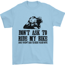 Ask to Ride My Biker Motorbike Motorcycle Mens T-Shirt Cotton Gildan Light Blue