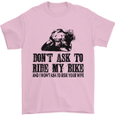 Ask to Ride My Biker Motorbike Motorcycle Mens T-Shirt Cotton Gildan Light Pink