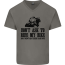 Ask to Ride My Biker Motorbike Motorcycle Mens V-Neck Cotton T-Shirt Charcoal