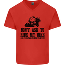 Ask to Ride My Biker Motorbike Motorcycle Mens V-Neck Cotton T-Shirt Red