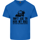 Ask to Ride My Biker Motorbike Motorcycle Mens V-Neck Cotton T-Shirt Royal Blue