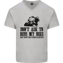 Ask to Ride My Biker Motorbike Motorcycle Mens V-Neck Cotton T-Shirt Sports Grey