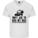 Ask to Ride My Biker Motorbike Motorcycle Mens V-Neck Cotton T-Shirt White