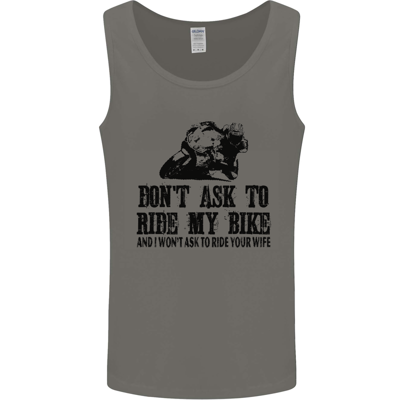 Ask to Ride My Biker Motorbike Motorcycle Mens Vest Tank Top Charcoal