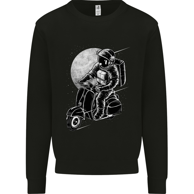 Astro Scooter Spaceman Biker Motorcyle MOD Kids Sweatshirt Jumper Black