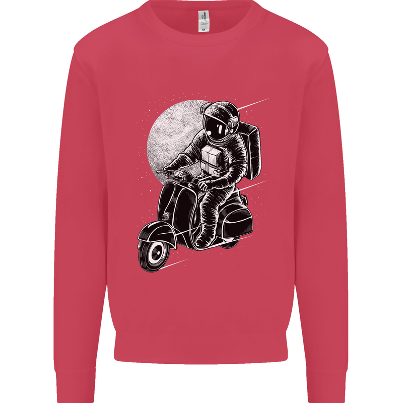 Astro Scooter Spaceman Biker Motorcyle MOD Kids Sweatshirt Jumper Heliconia