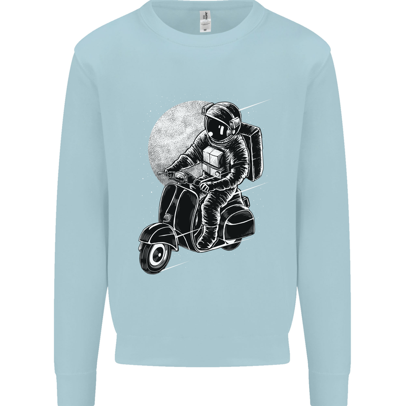 Astro Scooter Spaceman Biker Motorcyle MOD Kids Sweatshirt Jumper Light Blue