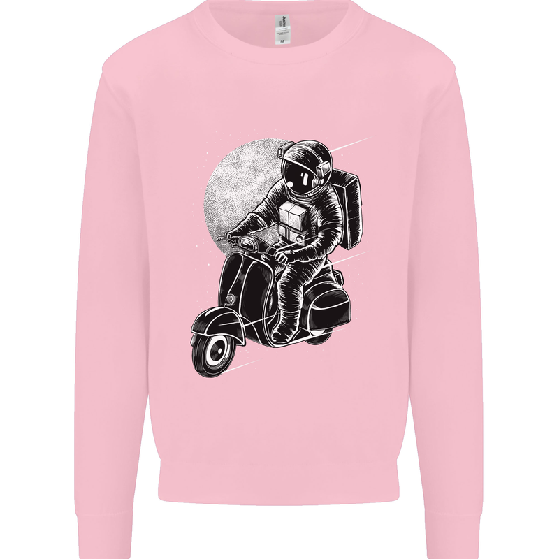 Astro Scooter Spaceman Biker Motorcyle MOD Kids Sweatshirt Jumper Light Pink