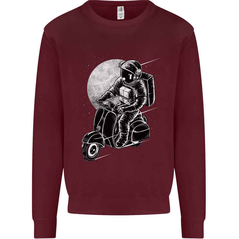 Astro Scooter Spaceman Biker Motorcyle MOD Kids Sweatshirt Jumper Maroon