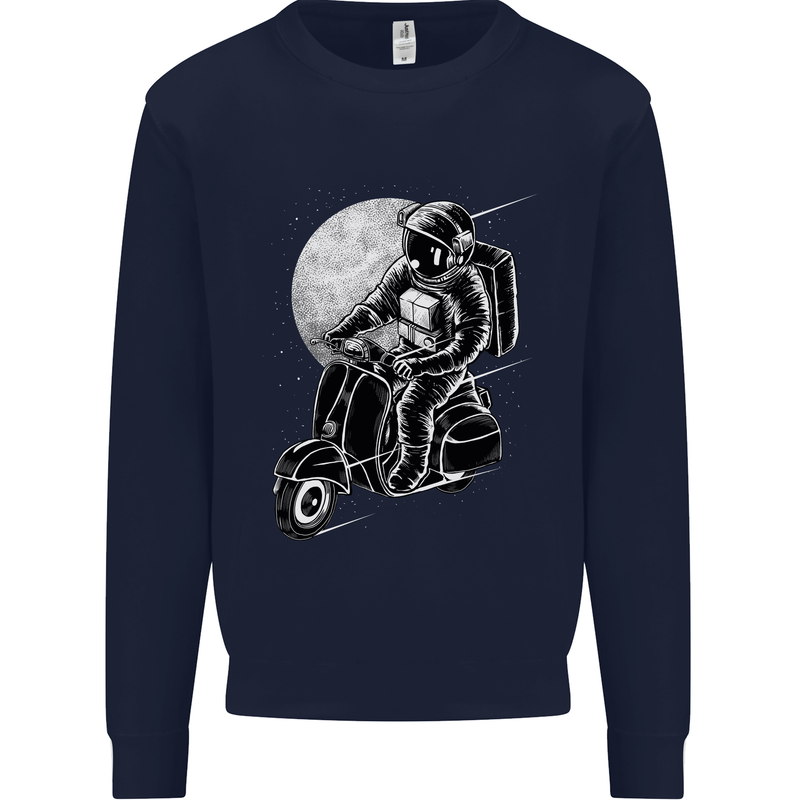 Astro Scooter Spaceman Biker Motorcyle MOD Kids Sweatshirt Jumper Navy Blue