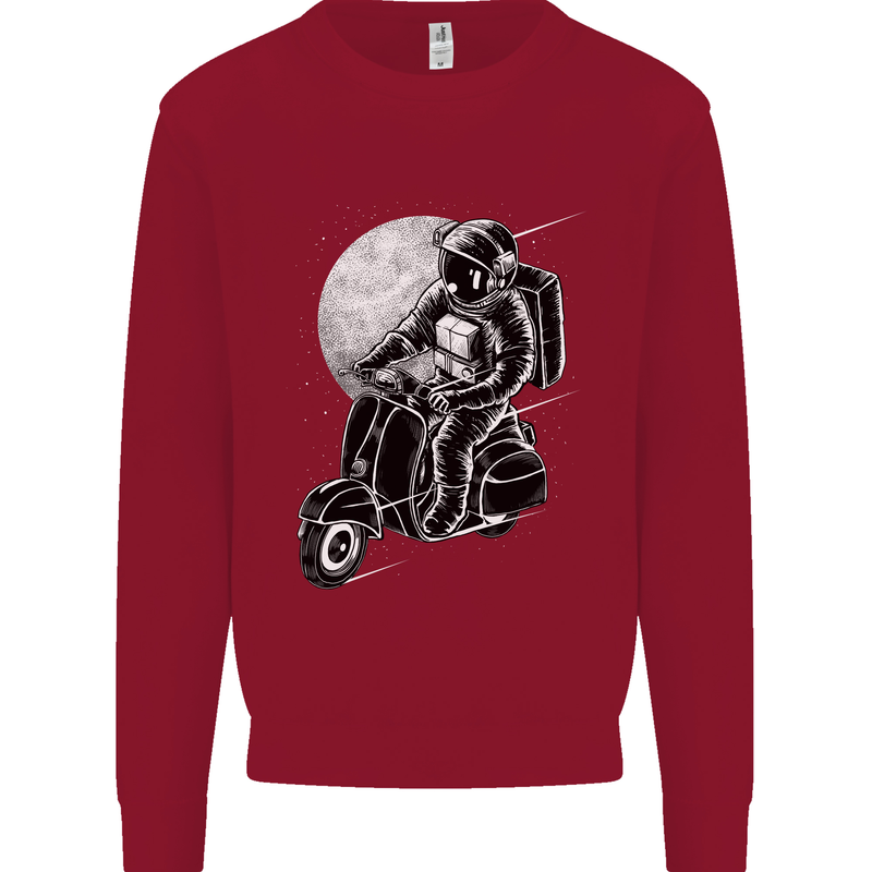 Astro Scooter Spaceman Biker Motorcyle MOD Kids Sweatshirt Jumper Red