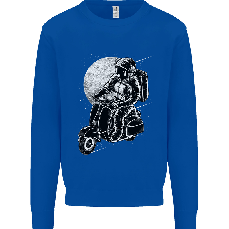 Astro Scooter Spaceman Biker Motorcyle MOD Kids Sweatshirt Jumper Royal Blue