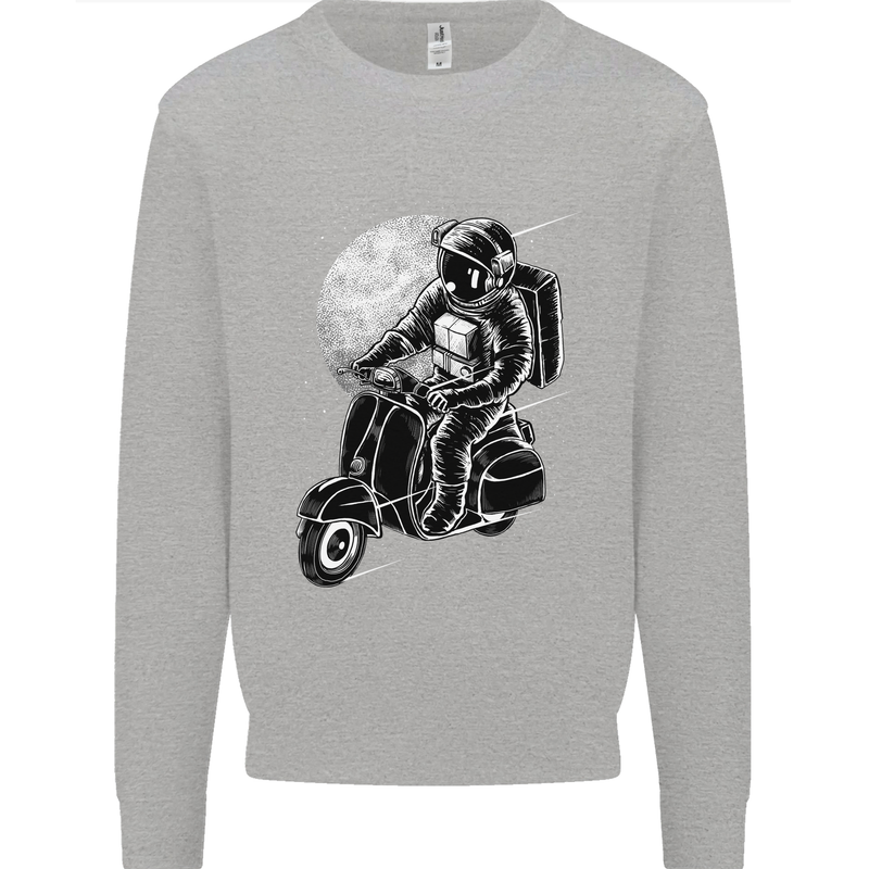 Astro Scooter Spaceman Biker Motorcyle MOD Kids Sweatshirt Jumper Sports Grey