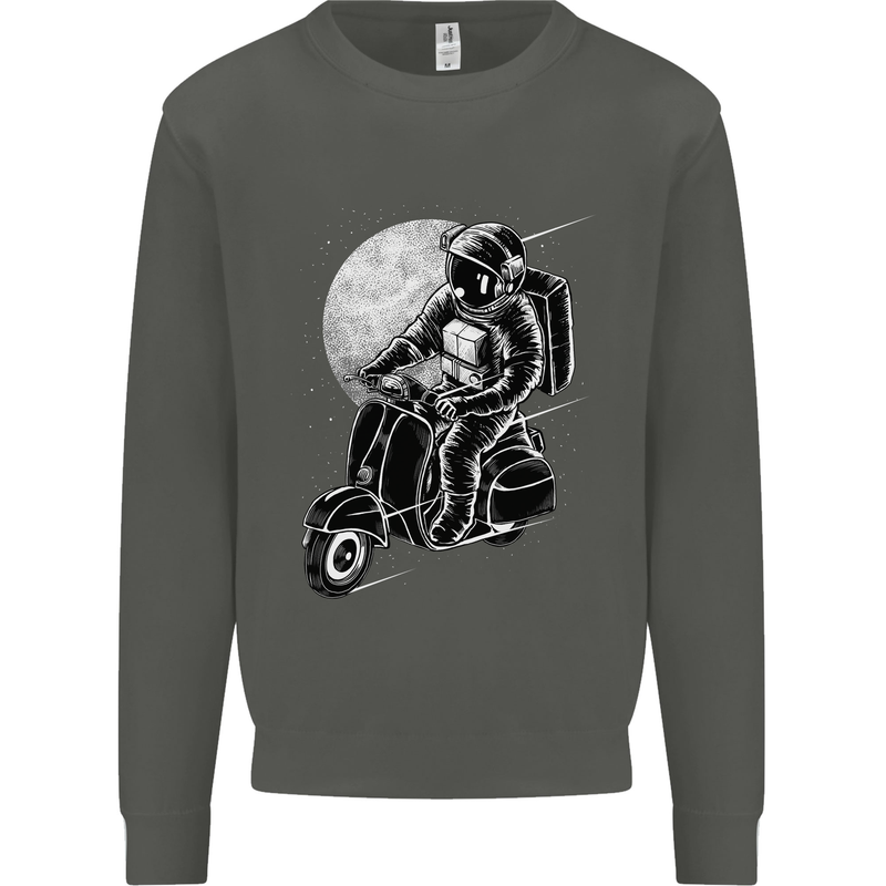 Astro Scooter Spaceman Biker Motorcyle MOD Kids Sweatshirt Jumper Storm Grey