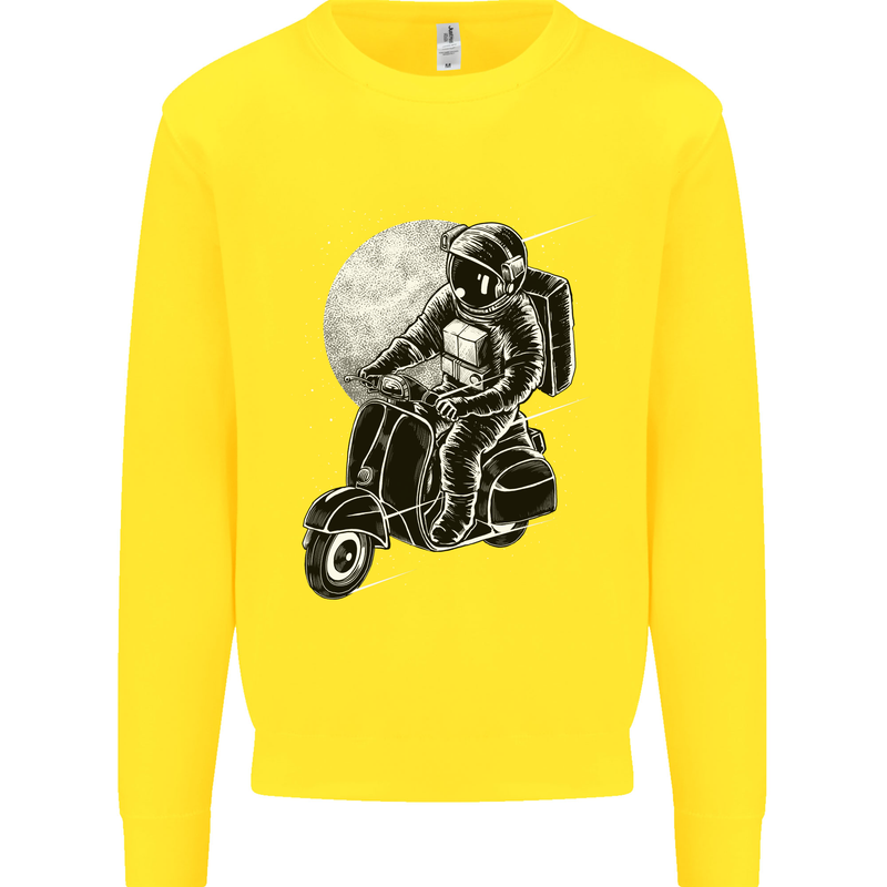 Astro Scooter Spaceman Biker Motorcyle MOD Kids Sweatshirt Jumper Yellow