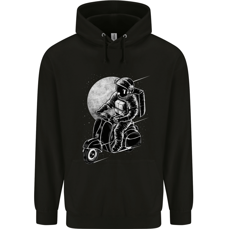 Astro Scooter Spaceman Biker Motorcyle MOD Mens 80% Cotton Hoodie Black